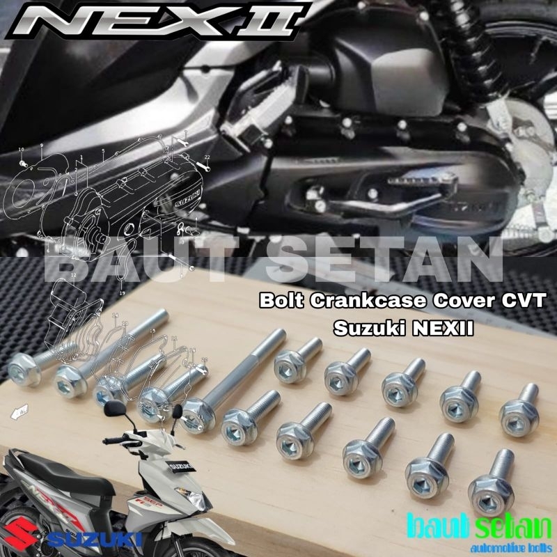 Baut Blok Cvt Motor Suzuki Nex II Mode dua kunci