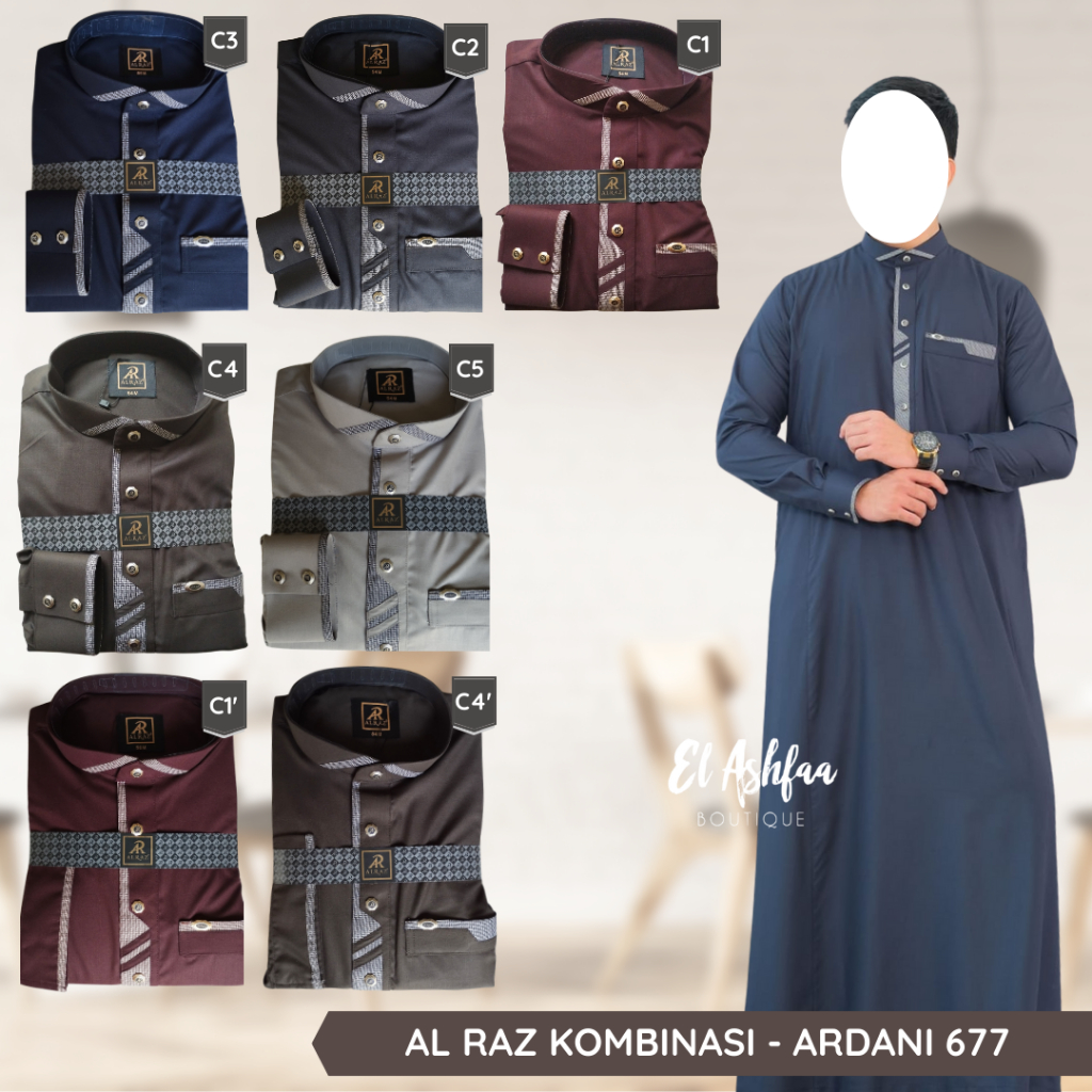 Jubah Saudi | Gamis Pria | Al Raz Kombinasi Ardani - Pusat Grosir Al Noor