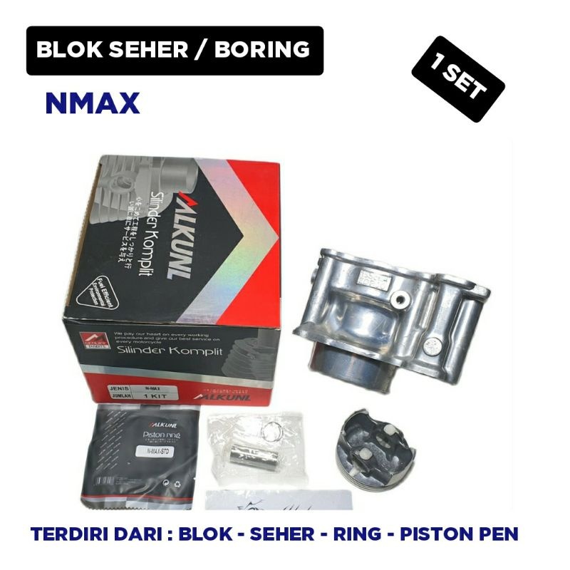 Blok Seher boring Nmax / Blok Seher boring Ring Piston Pen / 1 Set / Mikuni