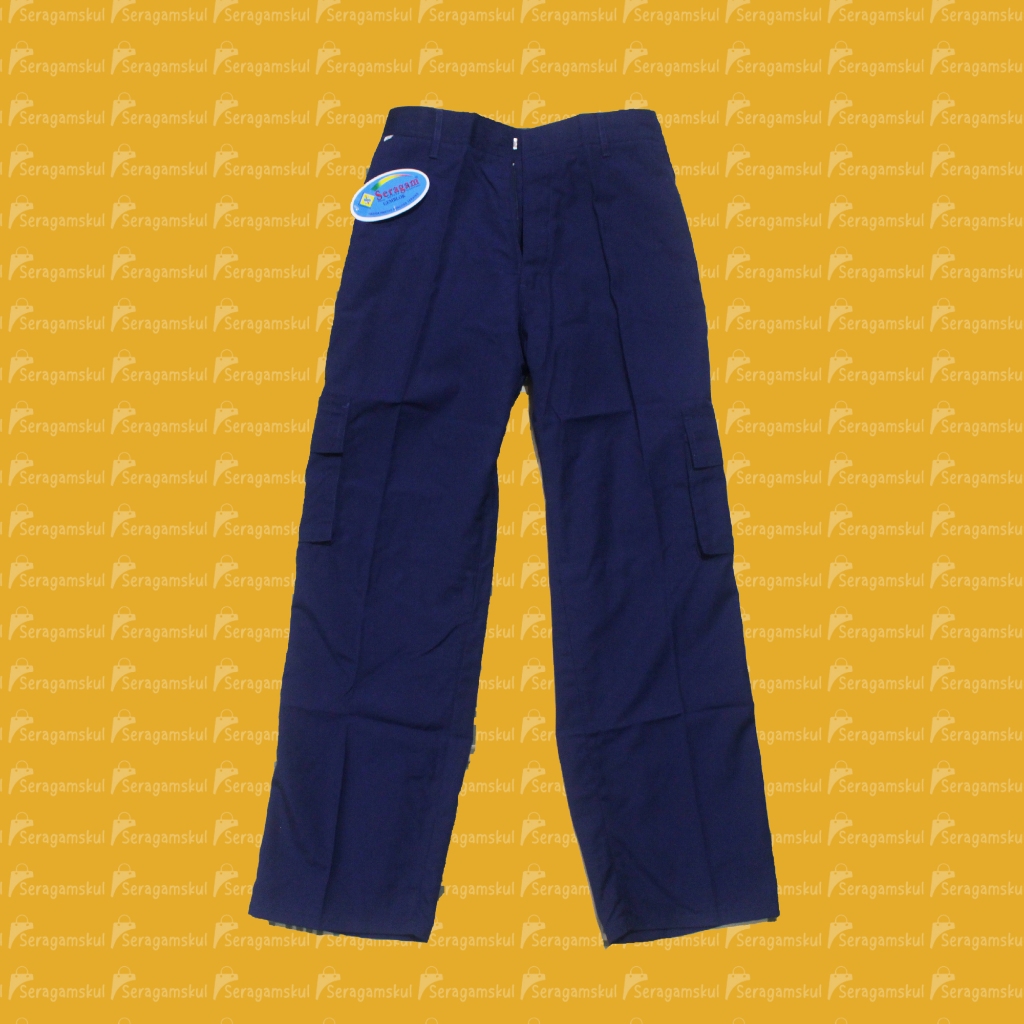 CELANA PANJANG GEMBLOK NON KARET PMR PDL BIRU SMP MERK SERAGAM