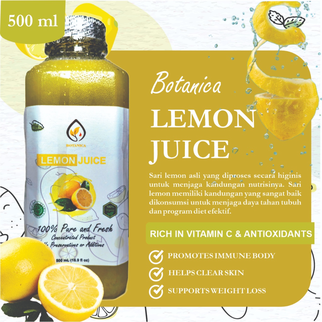 

Botanica Lemon Juice Original 500 ml - Sari Lemon Import for Detox and Healthy Life