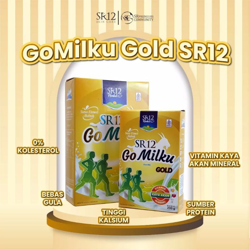 

SR12 Susu Kambing Etawa Gomilku Go Milku Gold SR12 Untuk Tulang dan Sendi Orang Tua Tinggi Kalsium, Rendah Lemak, Bebas Gula 200gr 600gr BPOM Original