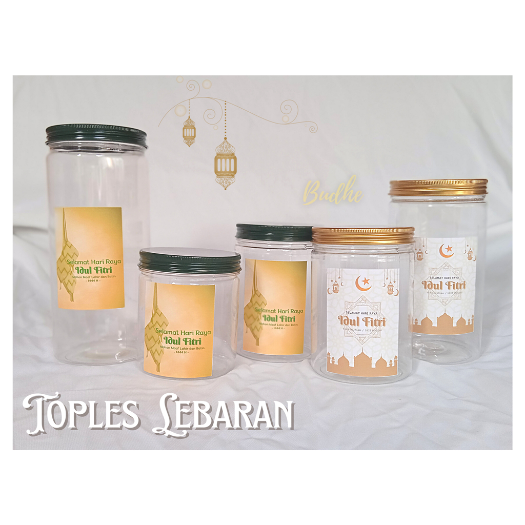 Toples LEBARAN plastik bening aesthtetic tema IDUL FITRI plus sticker unik cantik dan elegant