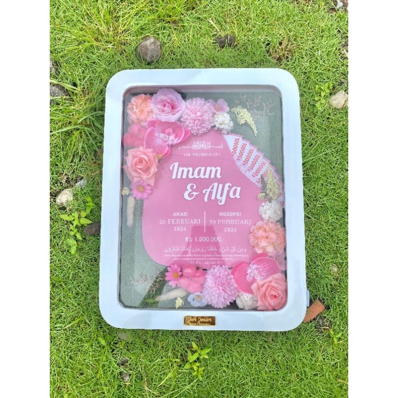 Mahar Tetes Air Akrilik / Mahar Pernikahan Transparant / Mahar Frame Lengkung Aksara