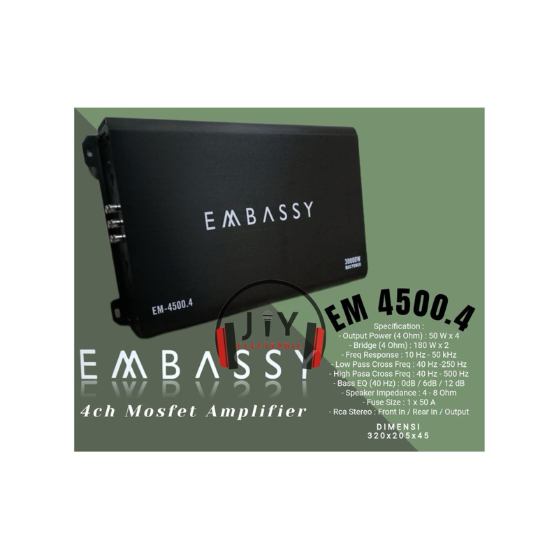 Power Amplifier Mobil 4 channel Embassy EM 4500.4 EM-4500.4 EM 4500