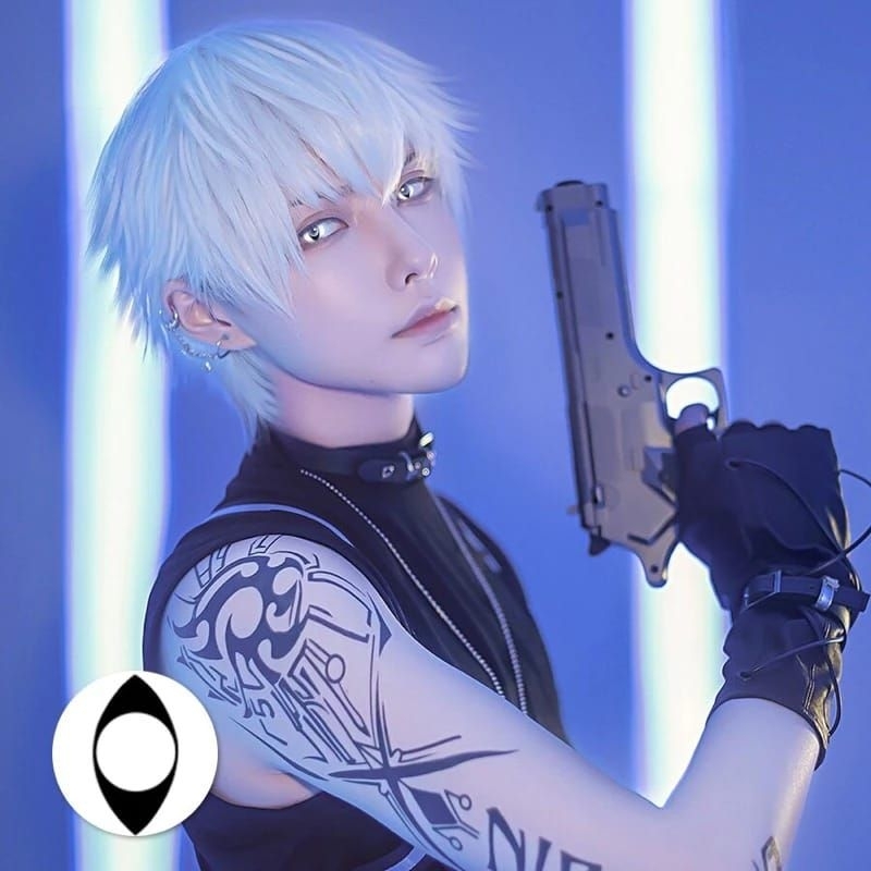 Softlens crazy full eye blind white blind black cat eye blood eye - ghost eye zombie lens