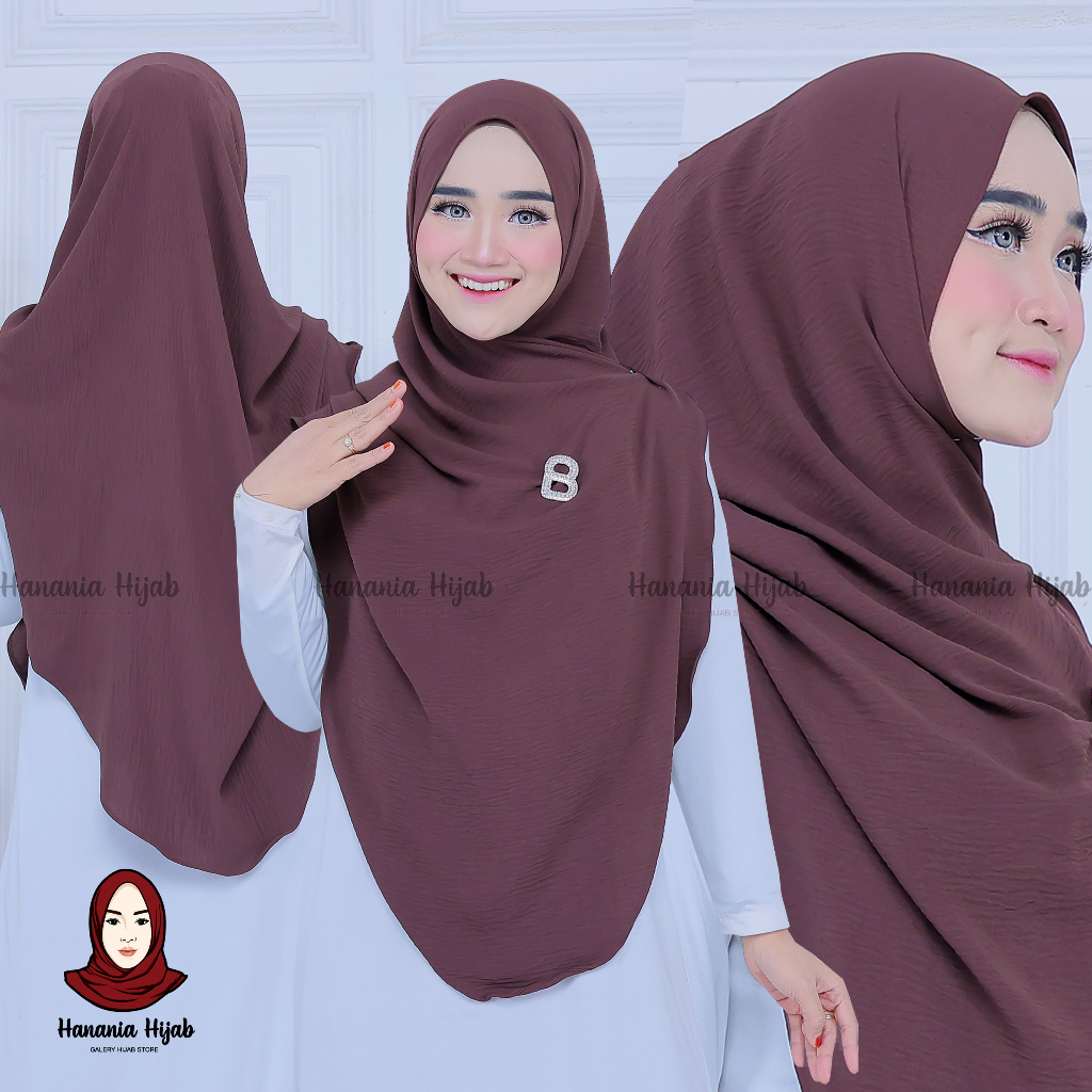 𝗛𝗮𝗻𝗮𝗻𝗶𝗮 𝗛𝗶𝗷𝗮𝗯 - Pashmina Oval Jumbo Crinkle Airflow Semi Syar'i Zunaira | Pashmina Curve