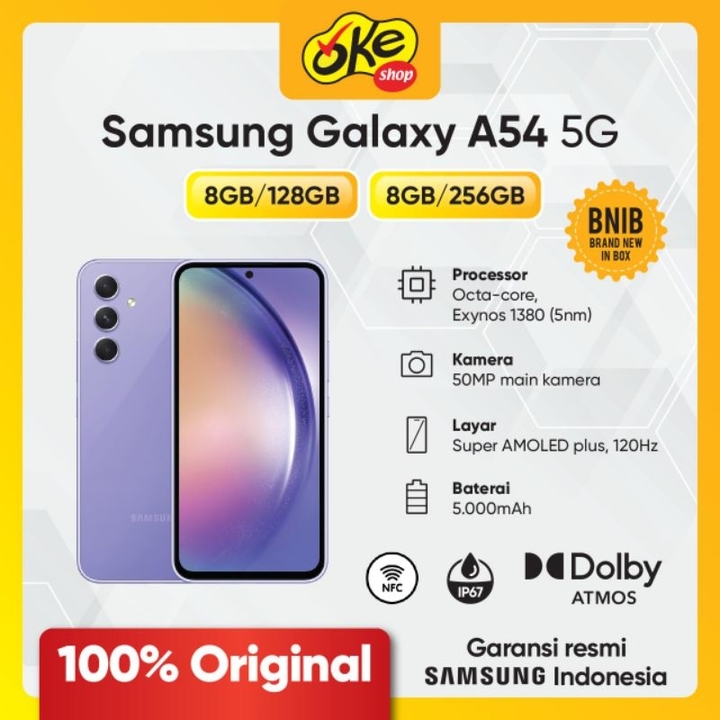 Samsung Galaxy A54 5G (8GB/128GB , 8GB/256GB ) - Garansi Resmi Samsung