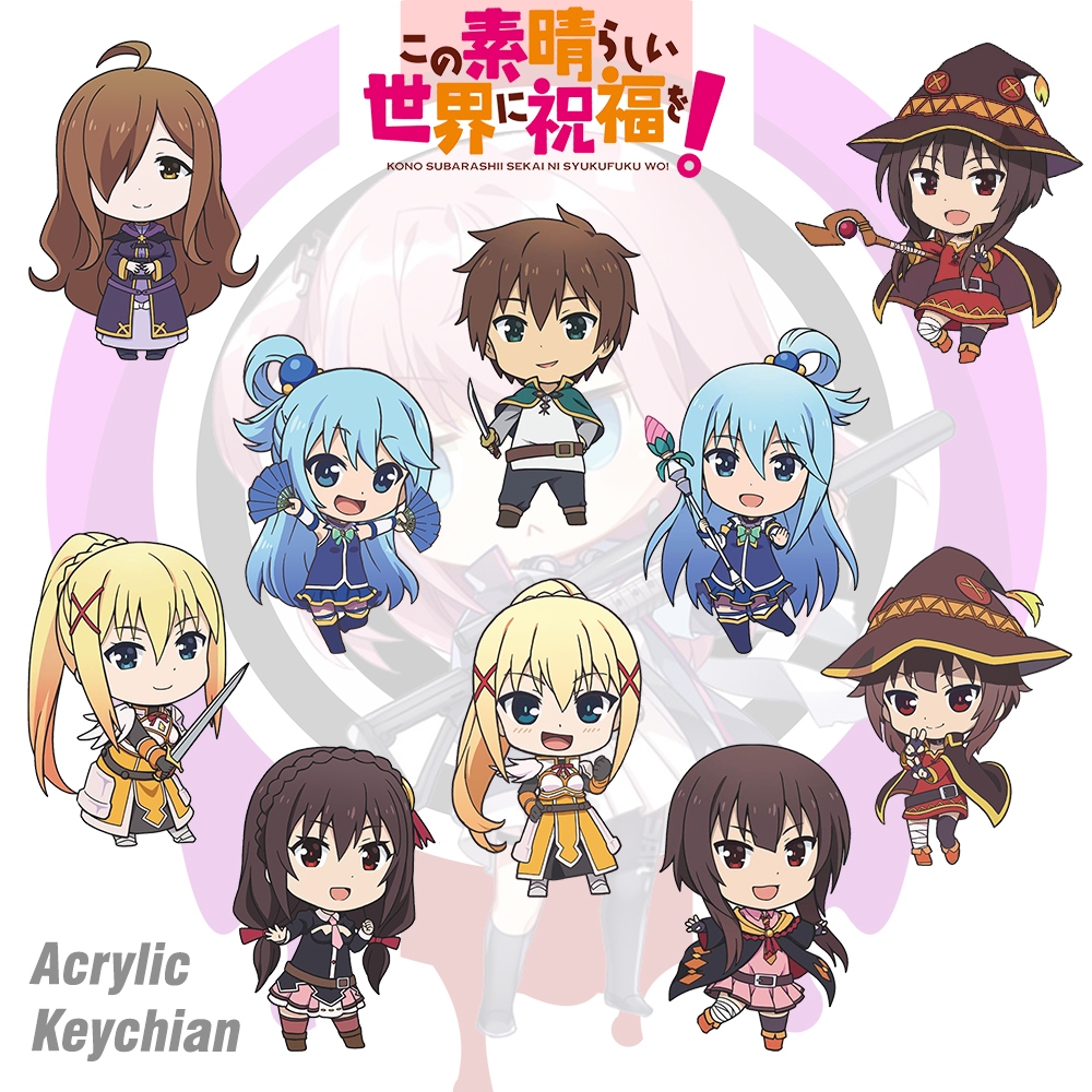 Gantungan Kunci KonoSuba / Keychain Anime KonoSuba / Ganci Kazuma, Aqua, Megumin