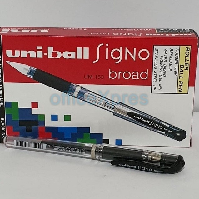 

KI3 Pulpen Gel UniBall Signo Broad UM153 Pen UniBall pigment ink 1mm Ballpoint Signo Broad