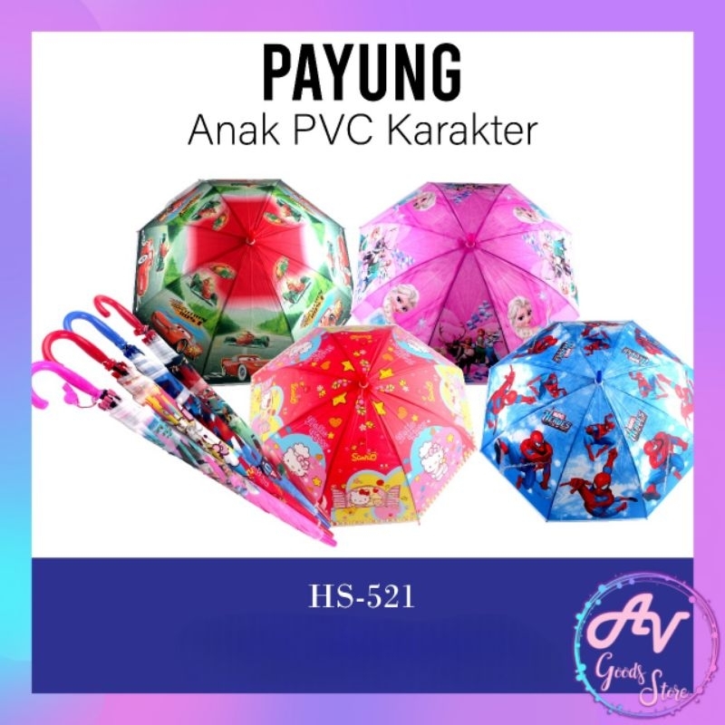 payung / payung anak + peluit / payung anak karakter / PAYUNG ANAK PVC