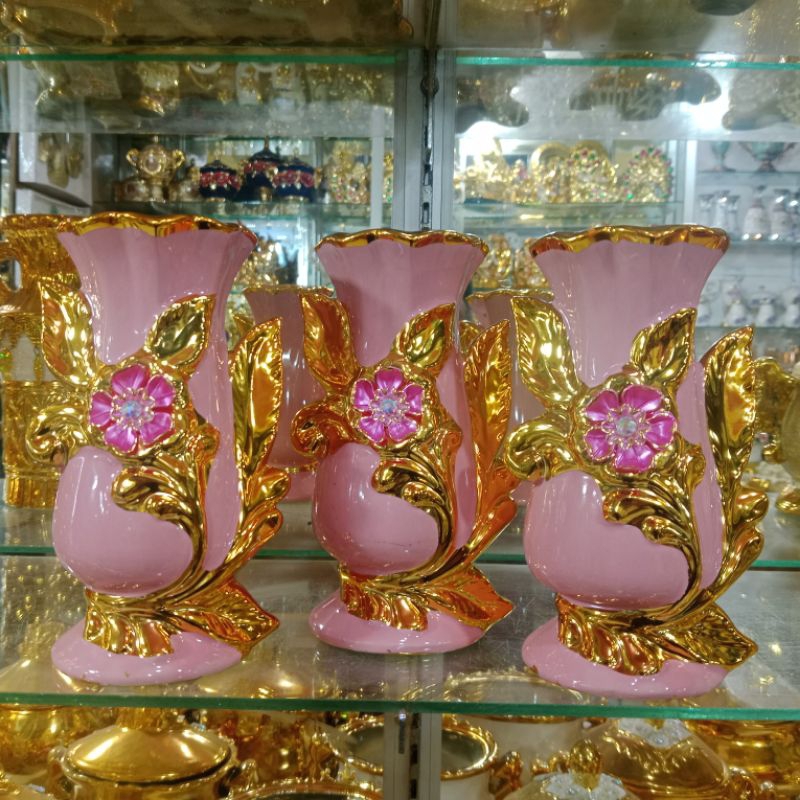 pajangan vas keramik set