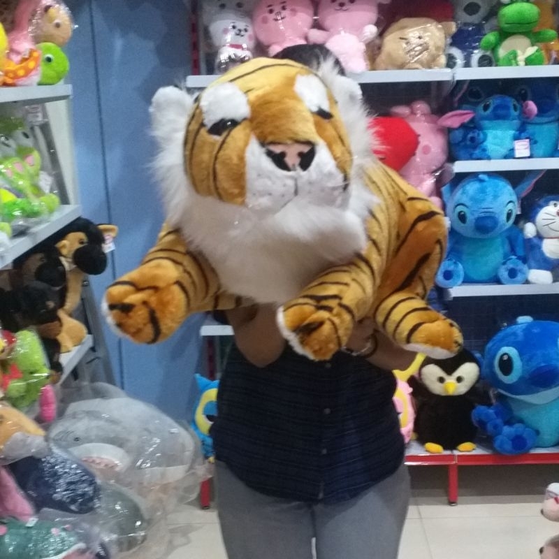 Boneka Harimau Besar Jumbo SEULGI Original Coklat Loreng Putih Macan Tutul Tiger