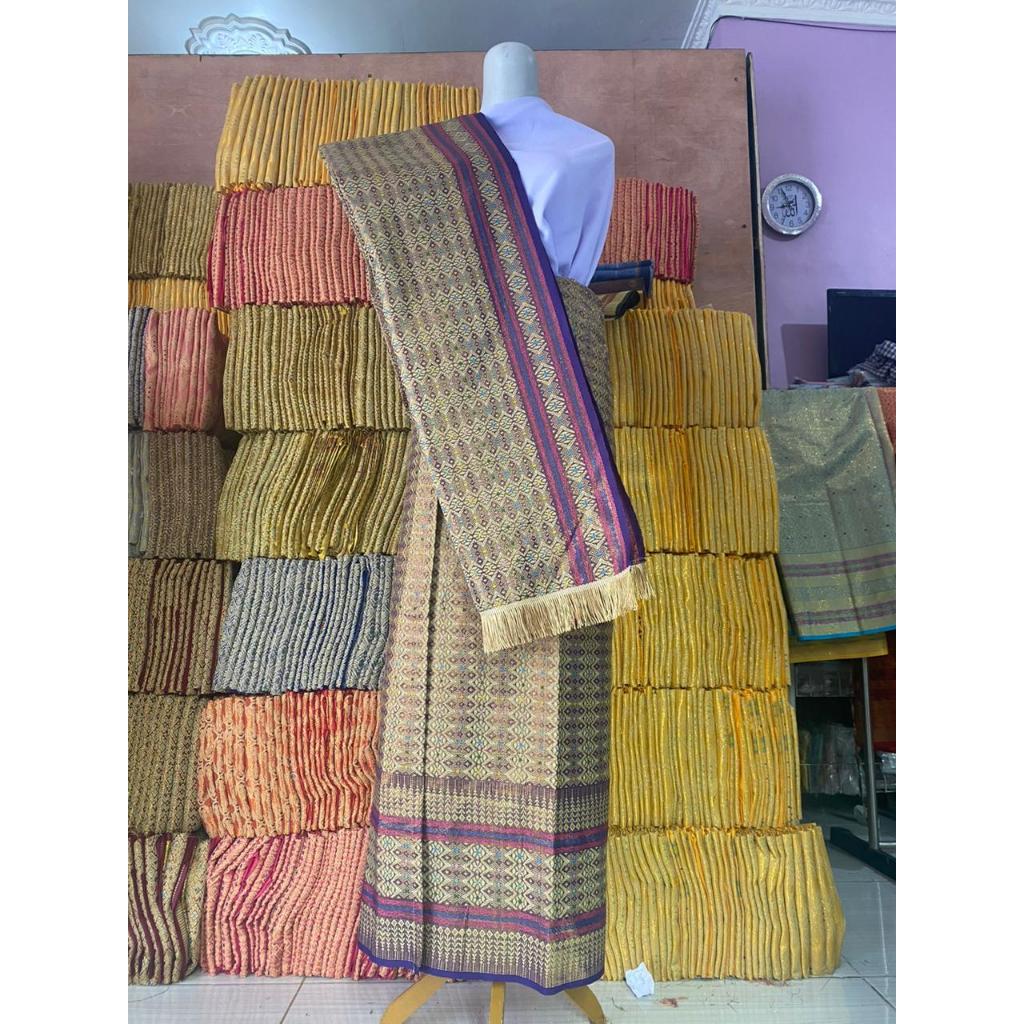 ROK SONGKET SET SELENDANG, Rok Lilit, Rok Songket kekinian Variasi Warna Ungu Tua