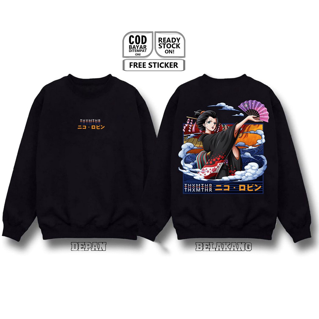 Laris SWEATER CREWNECK NICO ROBIN ONE PIECE ANIME MANGA  NIKO ROBIN NAMI RORONOA ZORO FRANKY BOA SC
