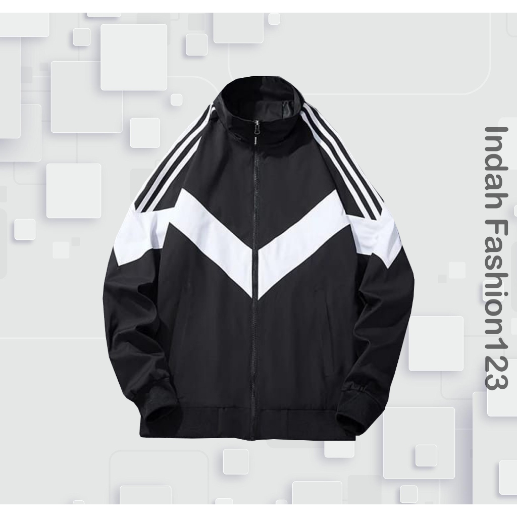 Jaket Victory Polos Pria Hitam Putih Jaket Victory Terlaris Jaket Victory Tracktop Premium