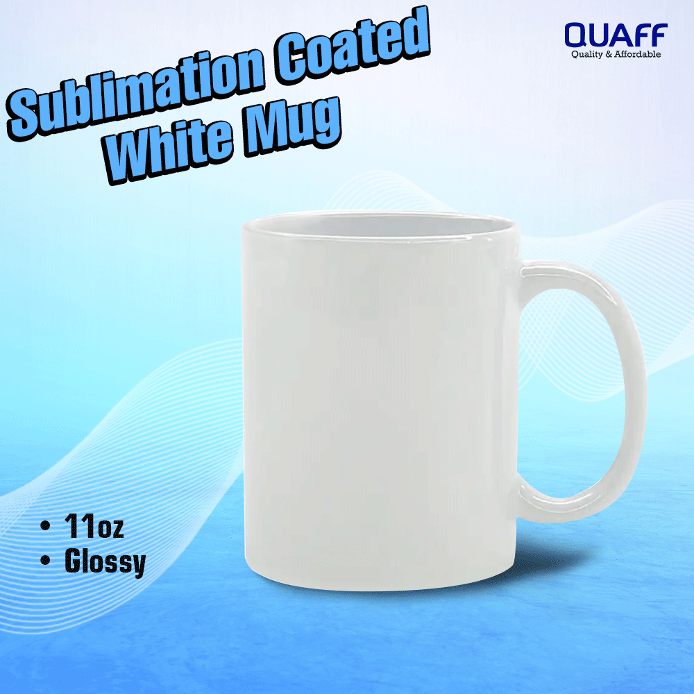 Mug Putih Berlapis Sublimasi QUAFF 11Oz Mug Cetak Sublimasi (Kosong)