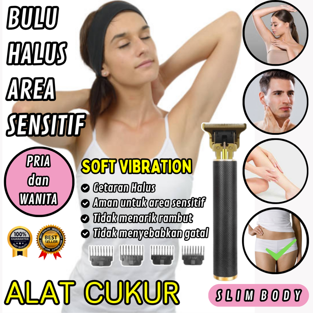 Alat Cukur Bulu Ketiak Area Sensittif Pria dan Wanita Getaran Halus Elektrik USB Charger