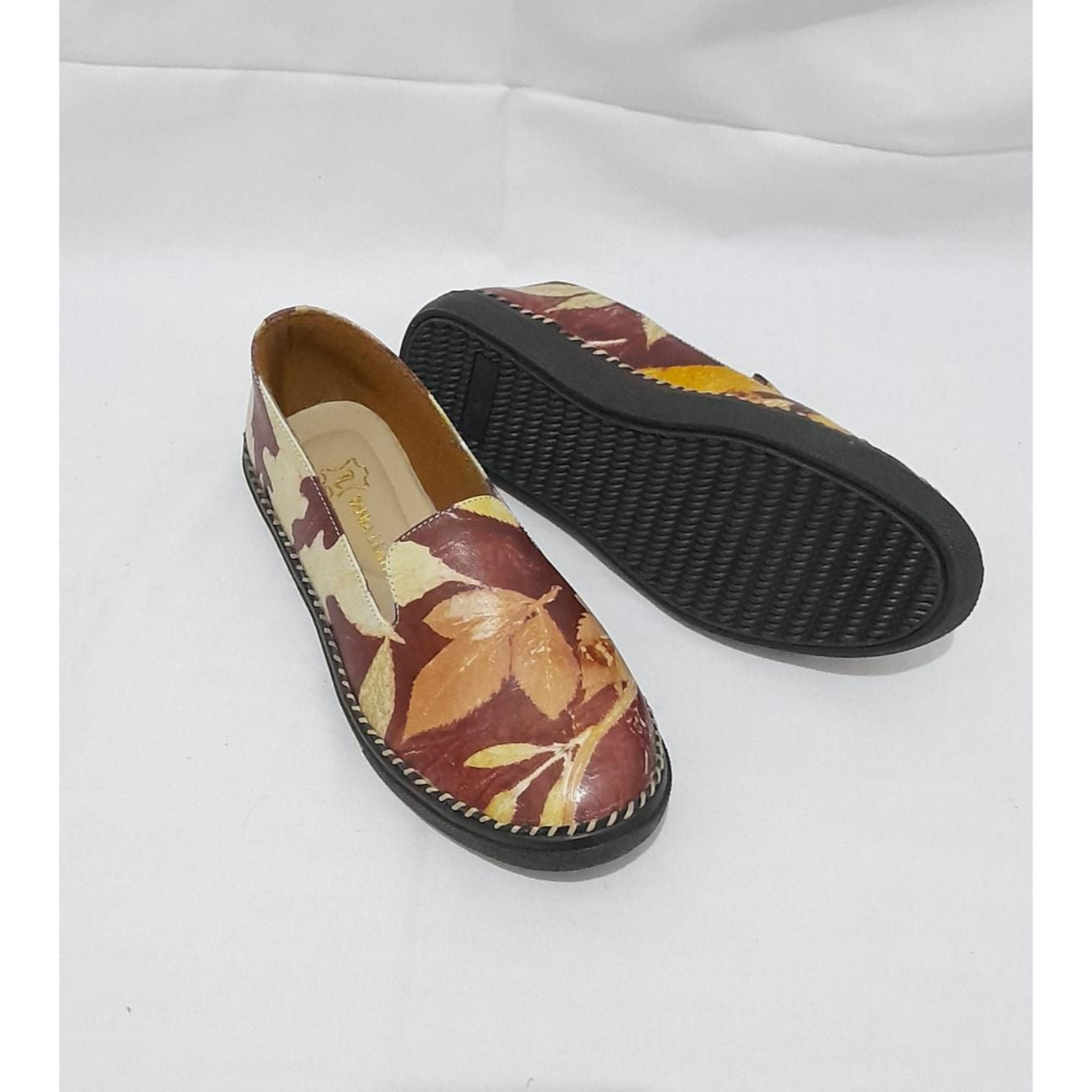 Sepatu Kulit Wanita magetan Sepatu Ngajar Wanita Pentopel ecoprint Cewek