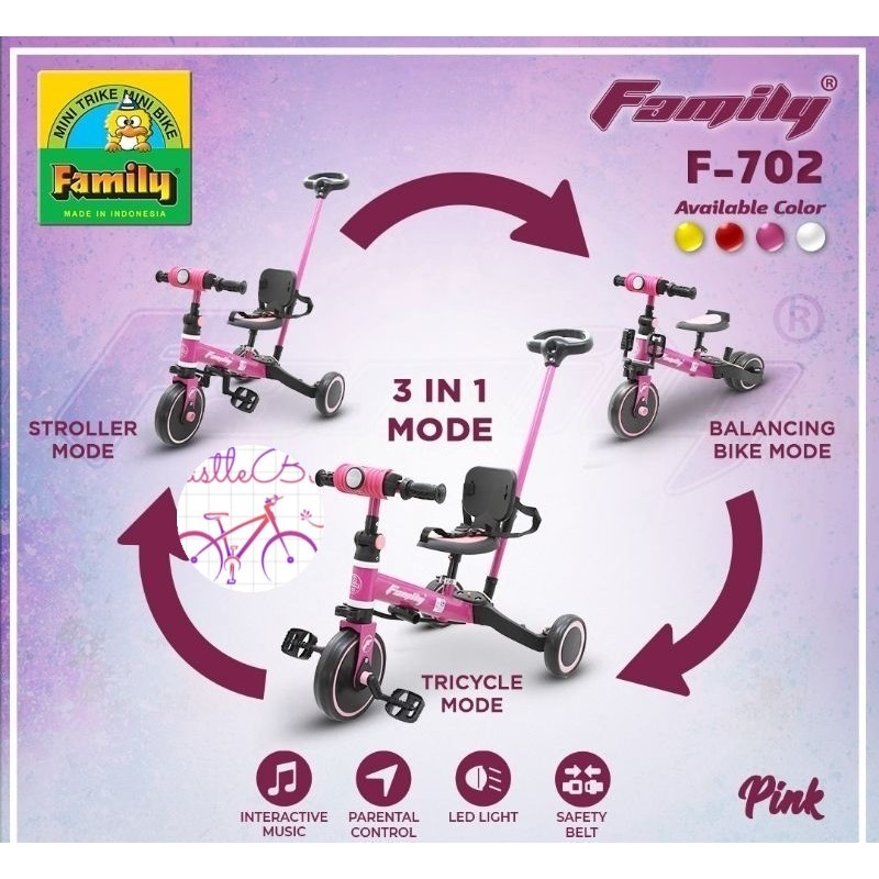 Sepeda anak roda tiga F702 FAMILY