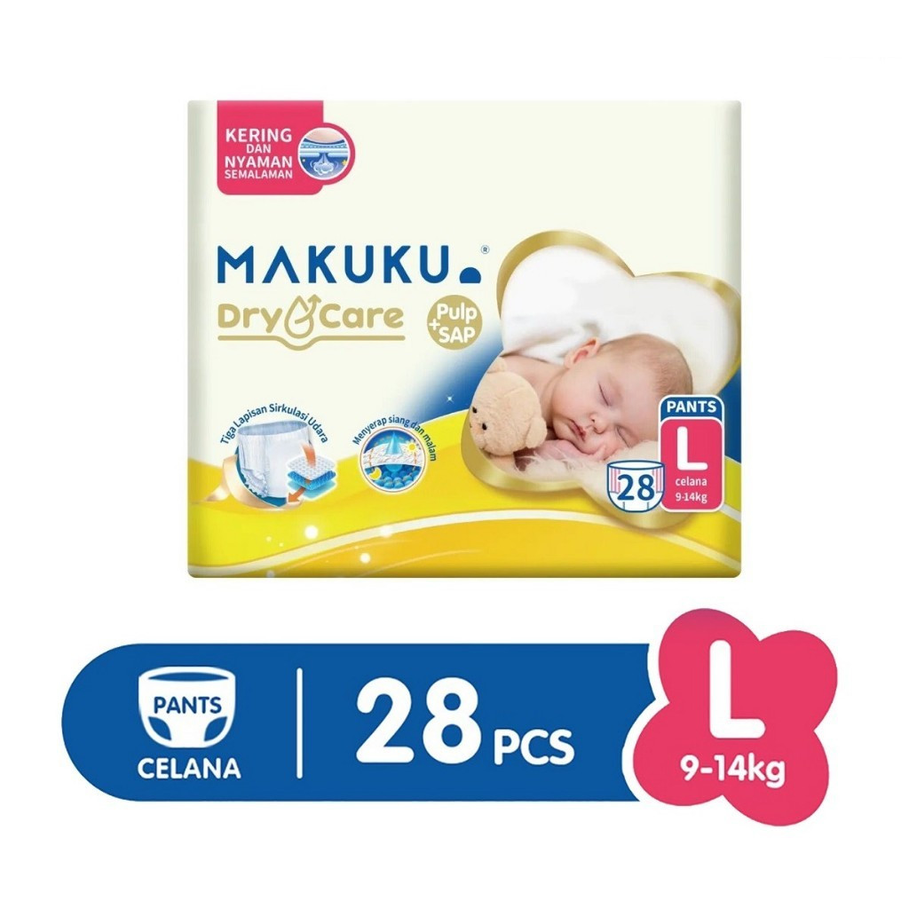 Makuku Dry Care L28 Popok Anak / Popok Celana Makuku isi 28 ukuran L