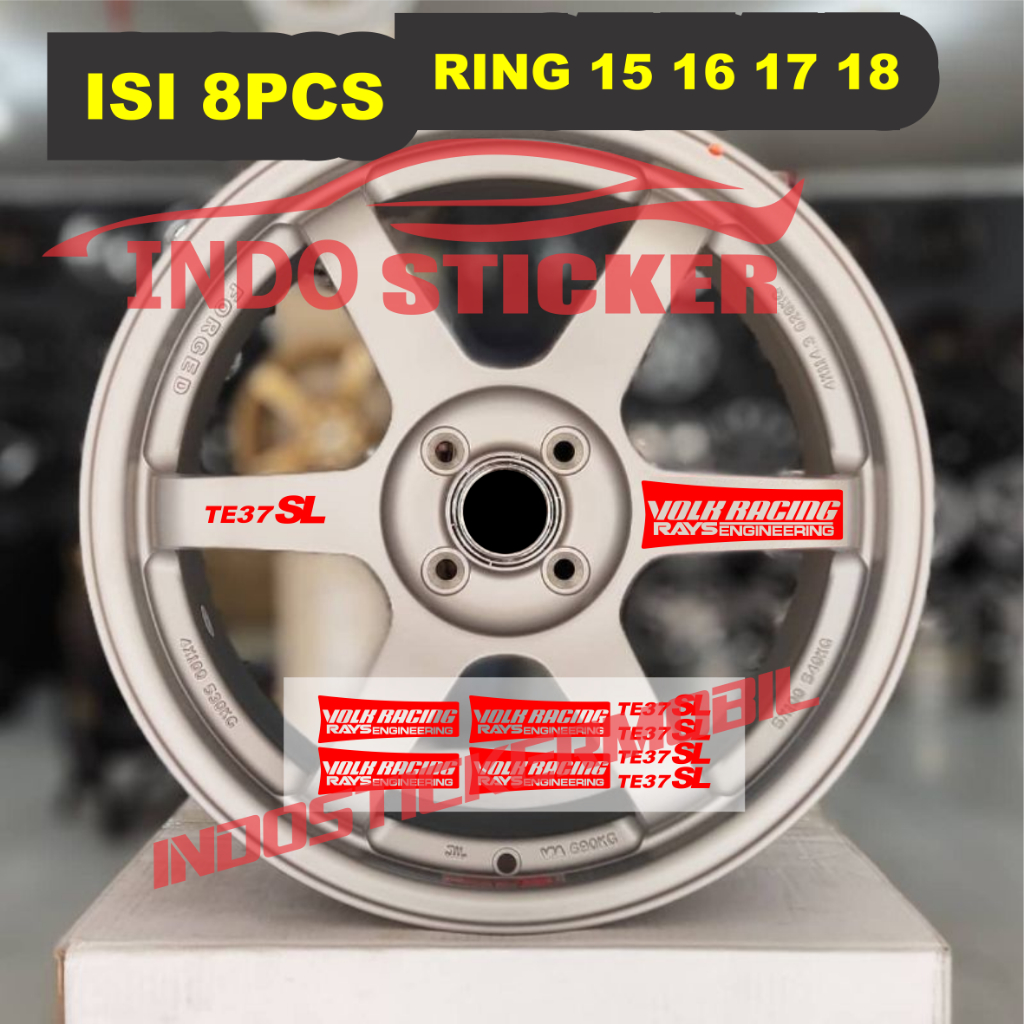 STICKER VOLK RACING RAYS TE 37 STIKER VOLK RACING RAYS ENGINIRING TE37 SL RING 15 16 17 18 8PCS