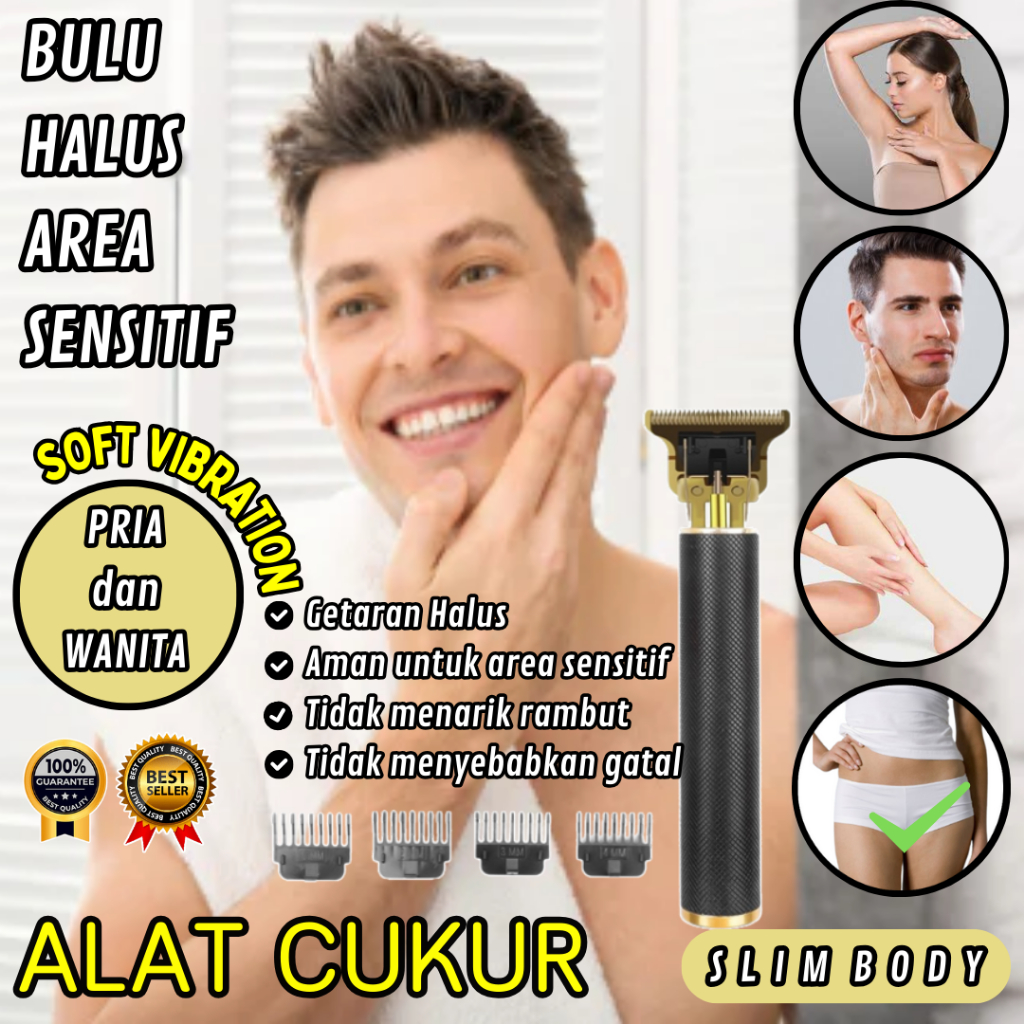 Pencukur Bulu Ketiak Area Sensittif Pria dan Wanita Getaran Halus Elektrik USB Charger