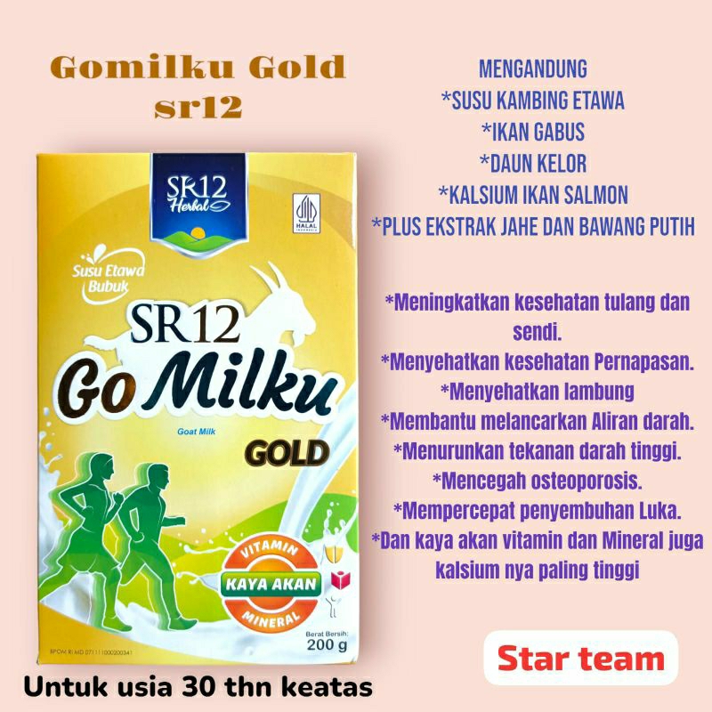 

SUSU ETAWA GOMILKU GOLD SR12 PREMIUM TANPA GULA...!! UNTUK LANSIA USIA 30 TAHUN KEATAS.