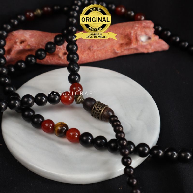 Tasbih Kayu Kokka AL MALIK Kaukah Hitam Asli Arab Turki Mekah 99 Butir