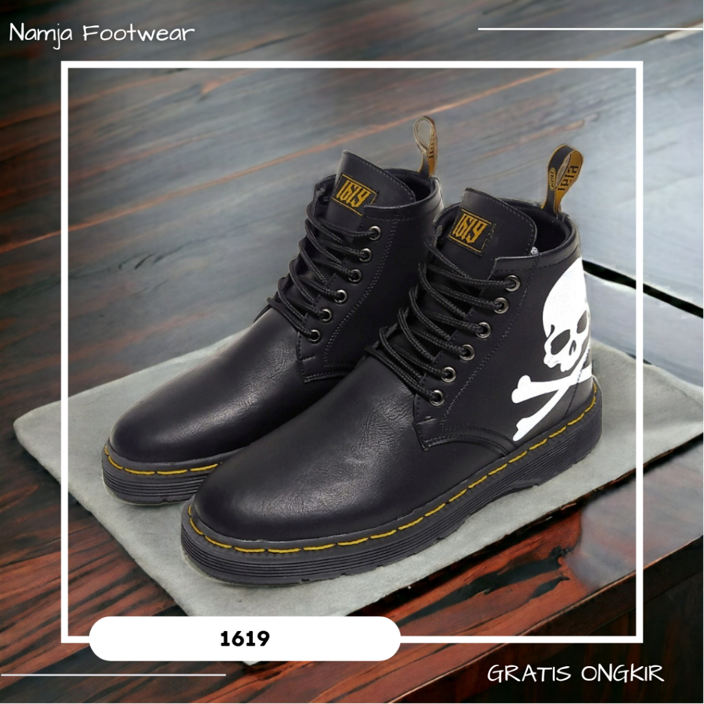 Namja Footwear - BootsSkul Sepatu Boots Docmart Casual Kerja Kantor Pria Semi Kulit Premium Simpel