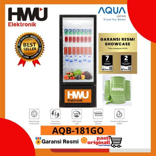 AQUA AQB181GO SHOWCASE DISPLAY COOLER 4 RAK 165L AQB-181GO