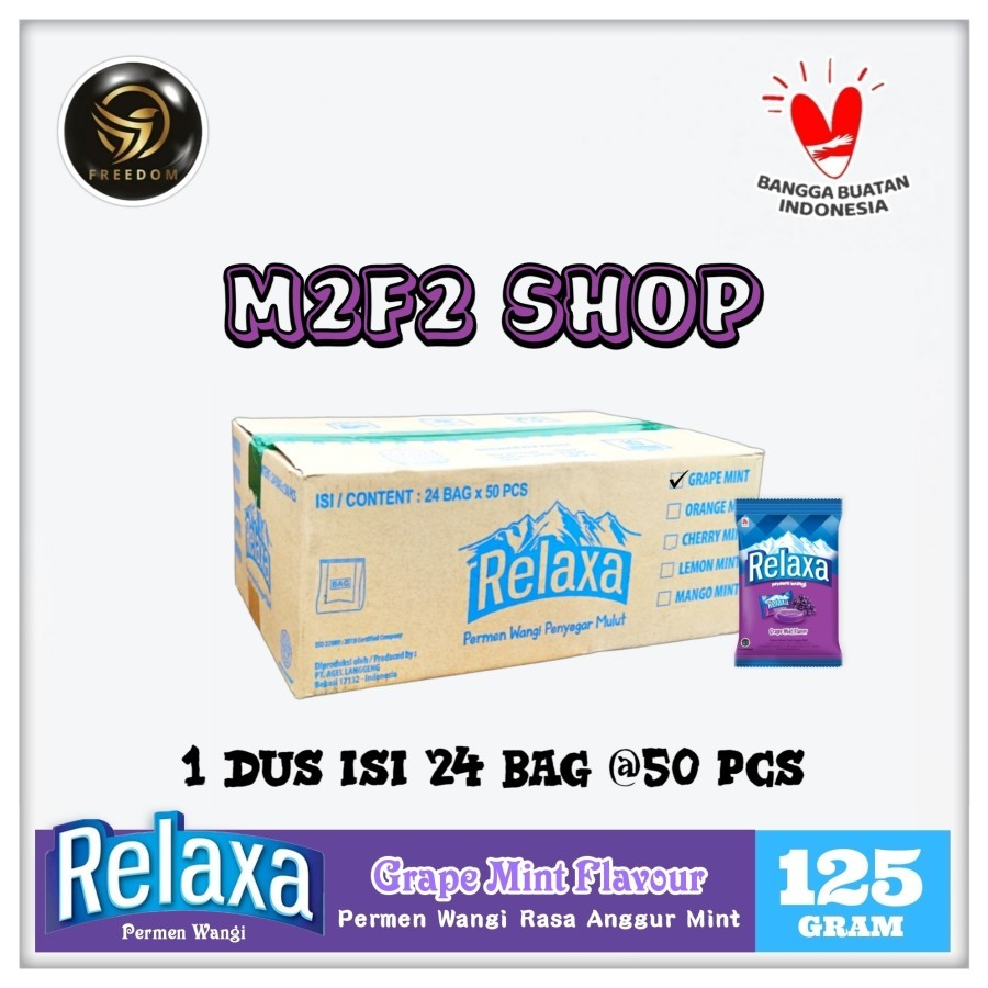 

Relaxa Grape Mint Flavor Candy | Permen Mint Rasa Anggur Wangi Segar - 125 gr (Kemasan Karton)