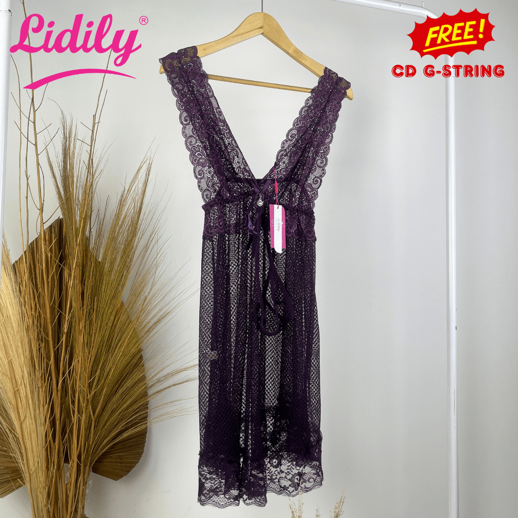 Lidily - [FREE G-STRING] Lingerie Dress Sexy Baju Tidur Wanita Sexy Korean Japan | Baju Haram Sexy, 