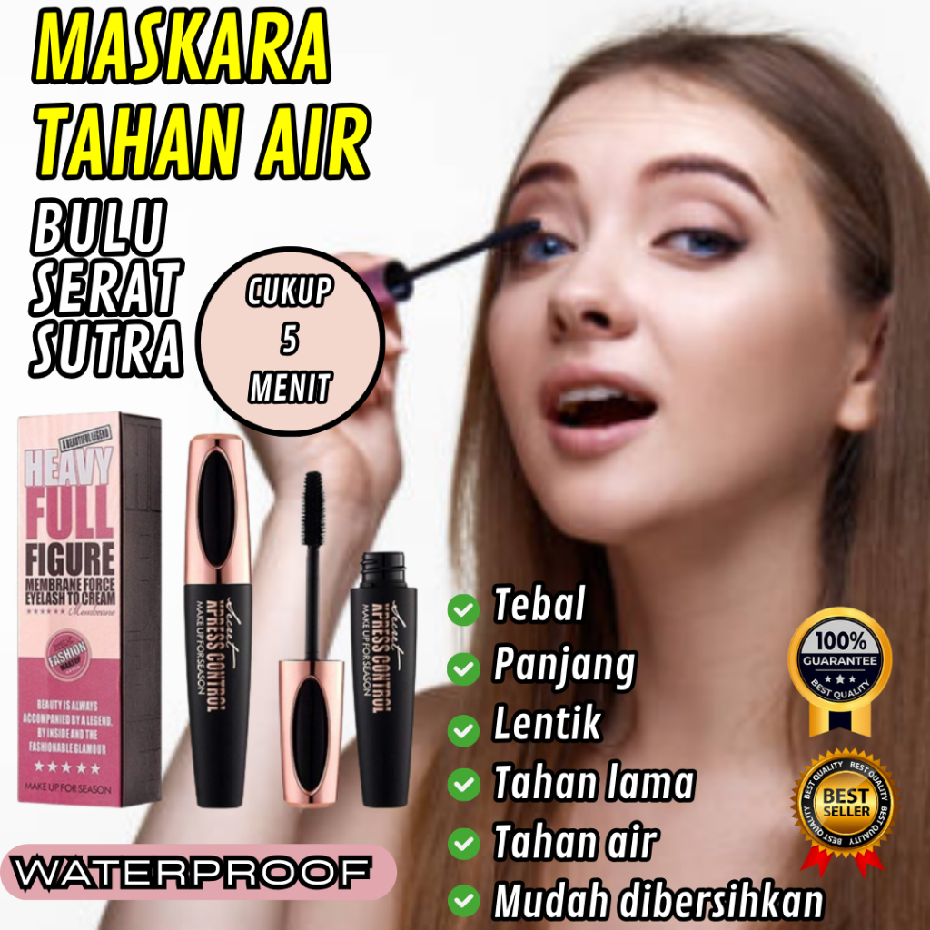 Maskara waterproof Penebal Bulu mata alami 4D Serat Sutra Silk Fiber Eyelash Tahan Air