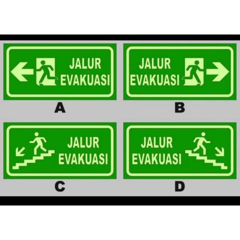 

SIGN STIKER JALUR EVAKUASI PANAH/TANGGA ( GLOW IN THE DARK ) STIKER K3 SAFETY UK 15X30CM