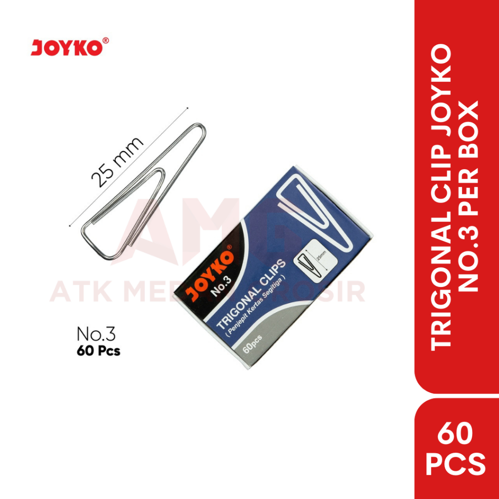 

PENJEPIT KERTAS SEGITIGA JOYKO | TRIGONAL CLIP JOYKO NO.3 ISI 60 PCS