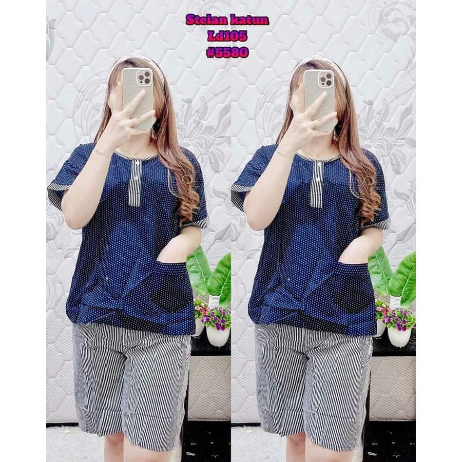 Baju tidur 3per4 Katun Polka - Baju tidur wanita dewasa