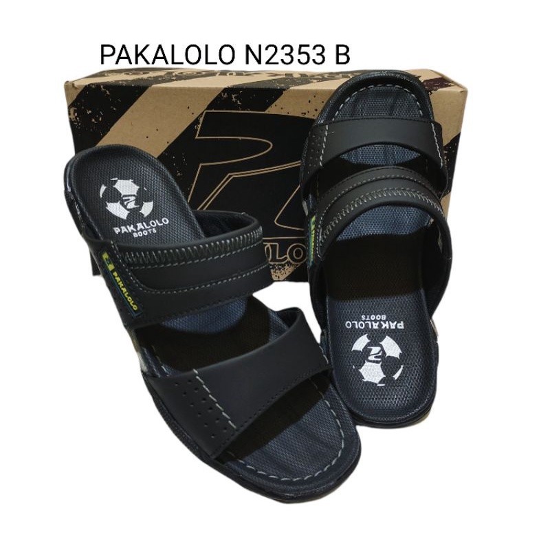 promo Sandal Pakalolo Pria Premium Kulit Motif Selop Terbaru Hitam Termurah