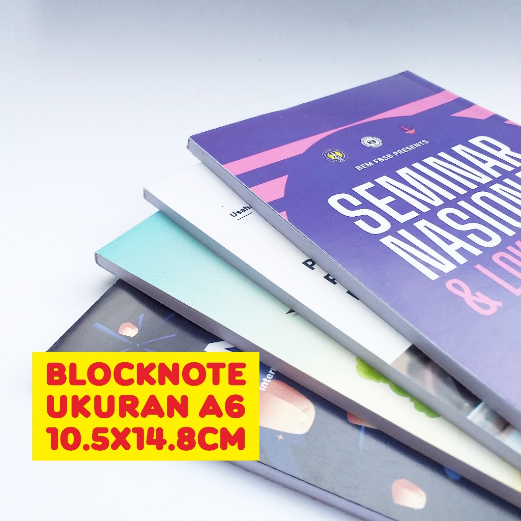 

BLOCKNOTE UKURAN A6 BUKU CATATAN SEMINAT KIT SEKOLAH CUSTOM DESAIN ISI 40 LEMBAR