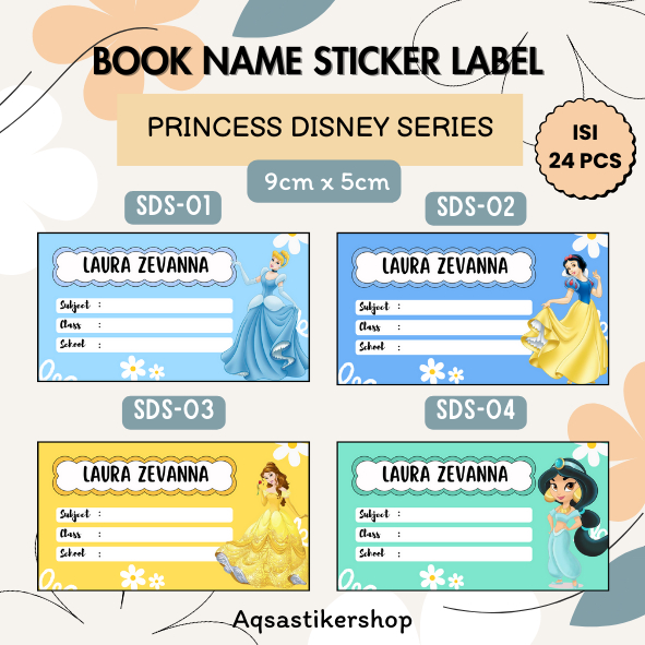 

PART 3/ Sticker Label Buku Pelajaran Custom Nama/ PRINCESS DISNEY/DISNEY KARAKTER