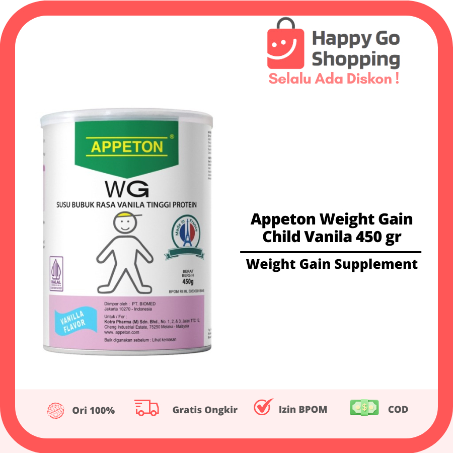 Appeton Weight Gain Child Vanila 450 gr - Susu Penggemuk Badan Anak