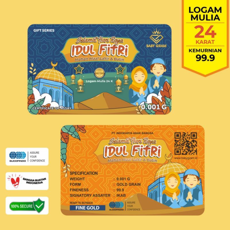 Baby Gram 0.001 0,001 Gram Idul Fitri Emas Mini Gold Logam Mulia 24 Karat