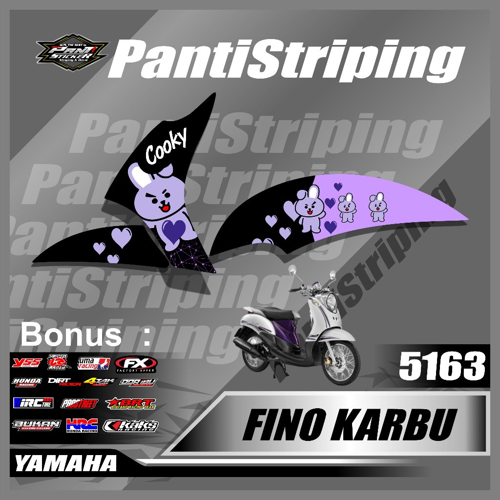 Stripping Yamaha Fino Karbu Motif Cooky Fino Lama- Stiker striping motor  Fino Karbu Desain Animasi