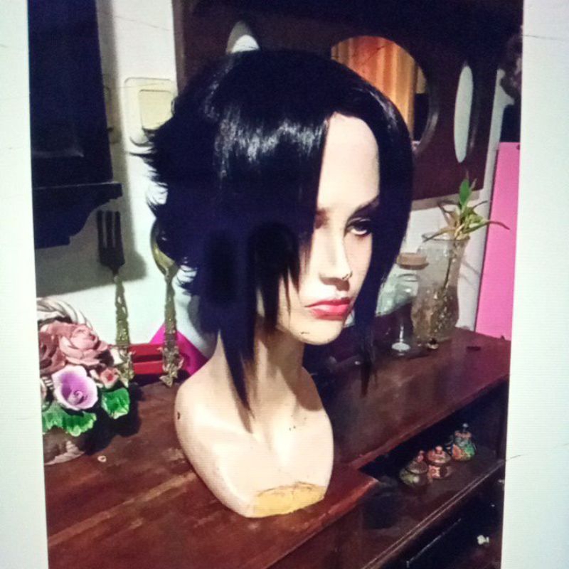 Sasuke Uchiha wig cosplay Naruto Shippuden 2 by re_alistic wig cosplay hitam cowok punk harajuku