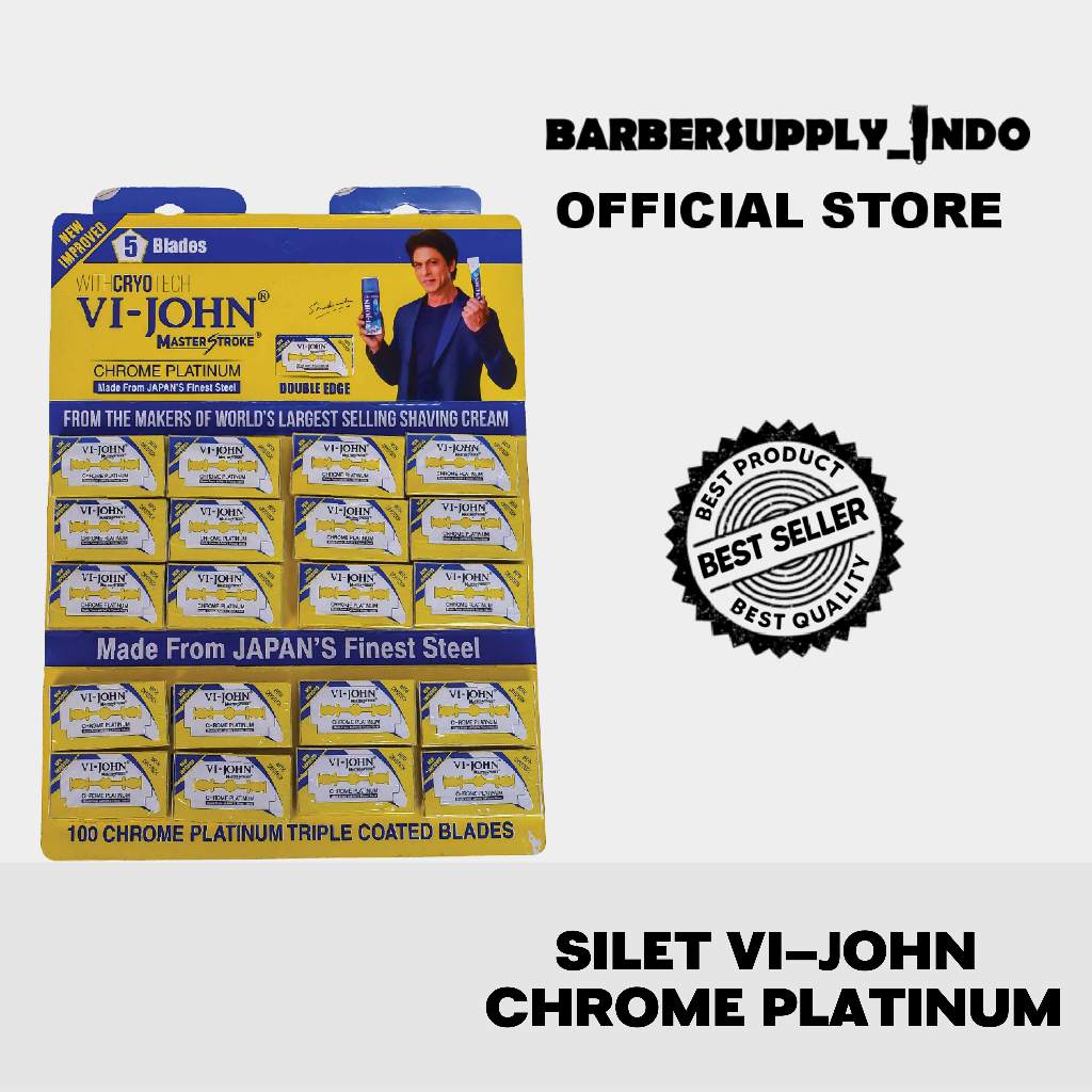PISAU SILET VI-JOHN CHROME PLATINUM ORI BARBER PANGKAS SALON ISI 20