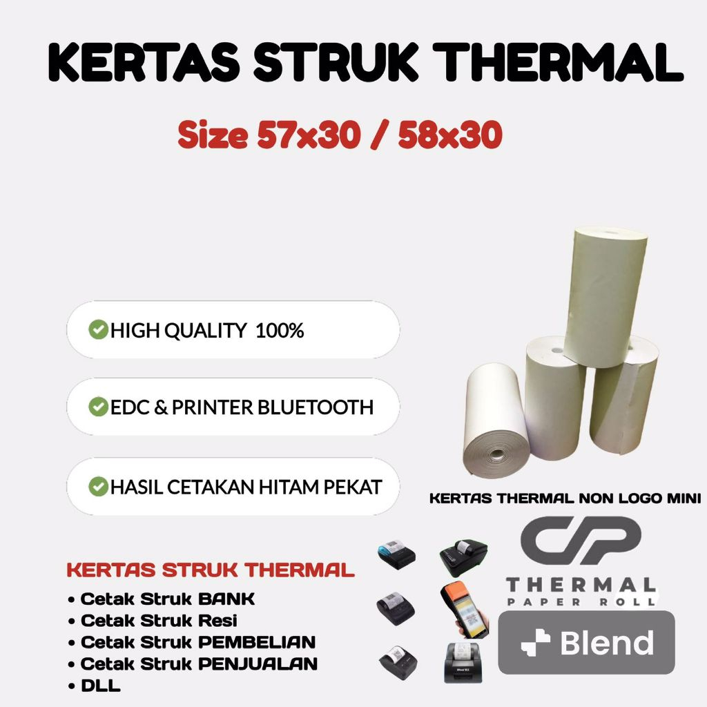 

Kertas Thermal Edc Polos Mini 10 Roll/1 Pack Kertas Thermal Berkualitas Dan Teraik Cp Thermal Paper Rol