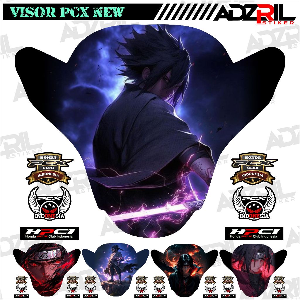Stiker visor Winshield HONDA PCX 160 NEW GAMBAR SASUKE KEREN (021) / stiker  Winshield  gambar  NARU