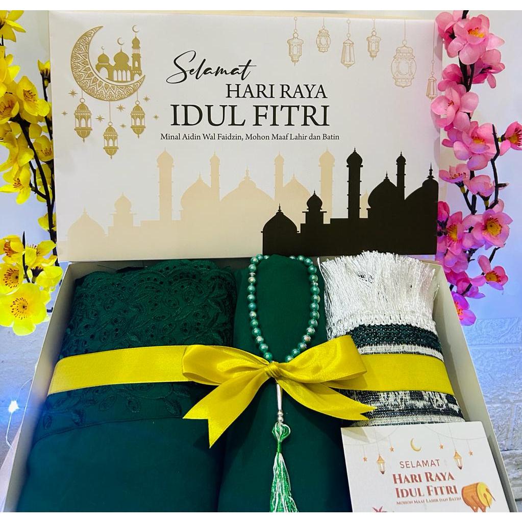 

Hampers Mukena Khadijah Gift Lebaran / Idul Fitri/ Puasa Ramadhan Alat Sholat