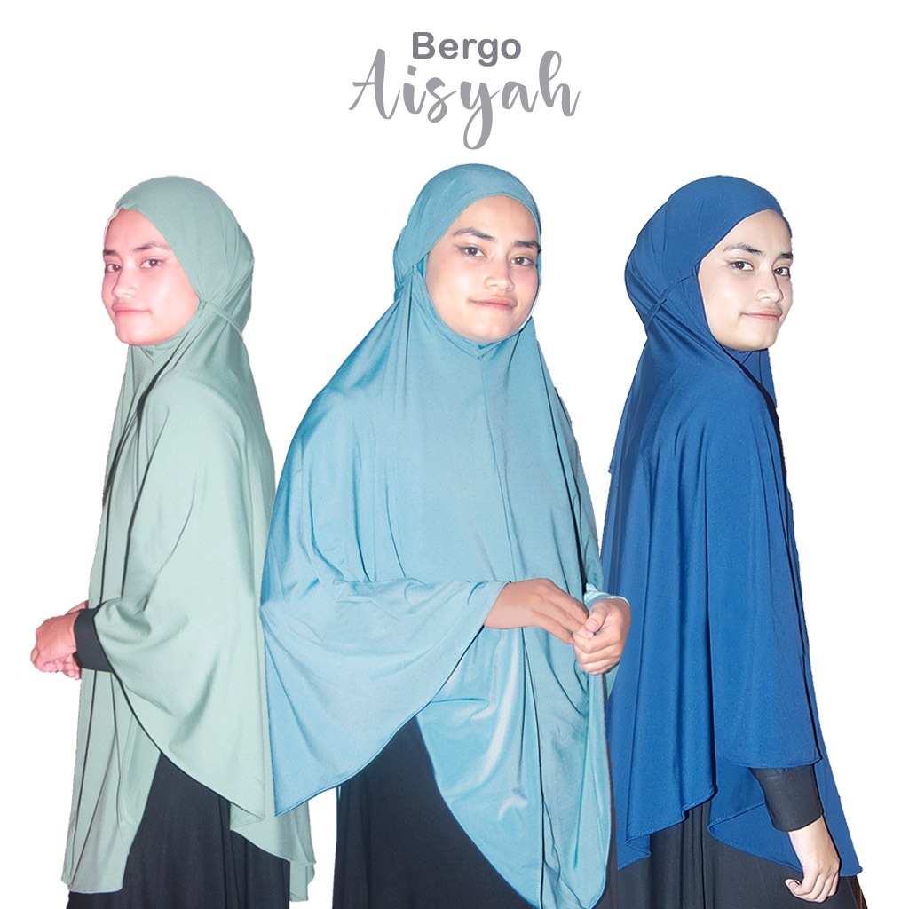 Aisyah Hijab Jilbab Kerudung Khimar Instan Syari Bergo Jumbo Non Pet Jersey Premium