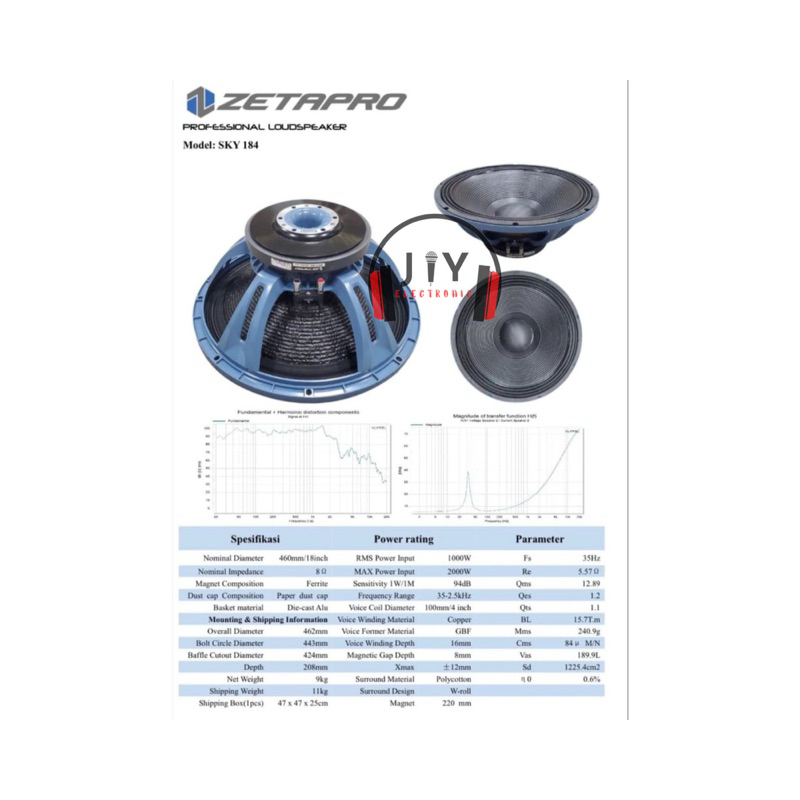 Speaker Komponen Zetapro 18 inch Sky 184 Sky184 Sky-184 Original